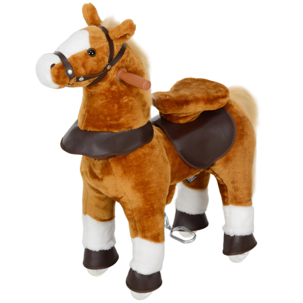 Cavallo a Dondolo con Ruote per Bambini ¨C zephmum ¨C Marrone 70x28x70 cm