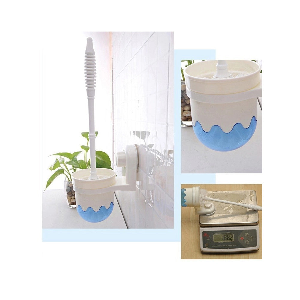Trade Shop - Scopino Con Porta Scopino A Parete Con Attacco A Ventosa Accessori Per Bagno -