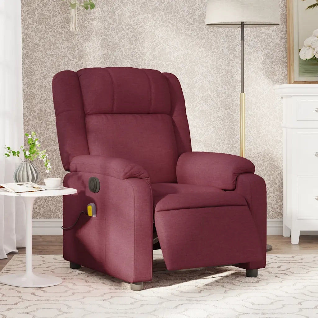 Poltrona Massaggiante | Sedia Relax Reclinabile Elettrica Rosso Vino Tessuto