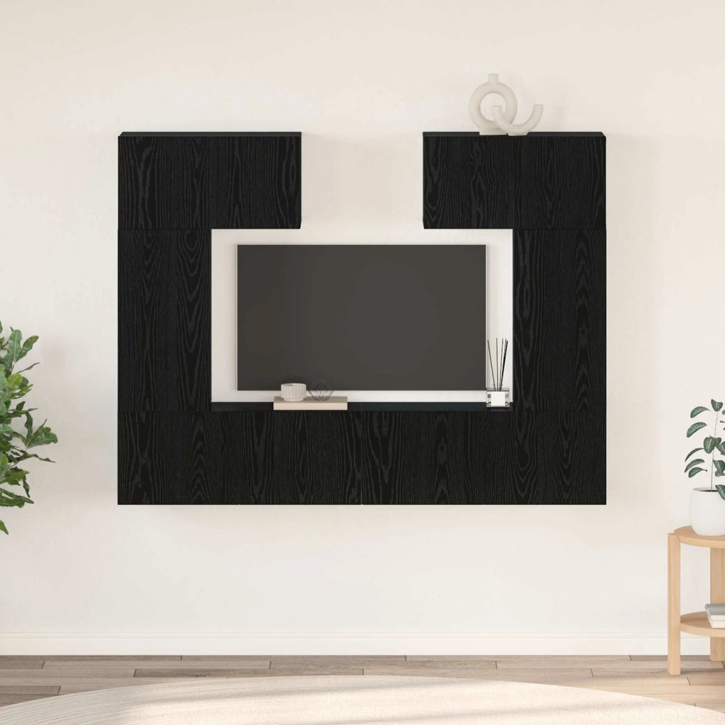 Set mobile TV 6 pcs Rovere Nero Legno multistrato