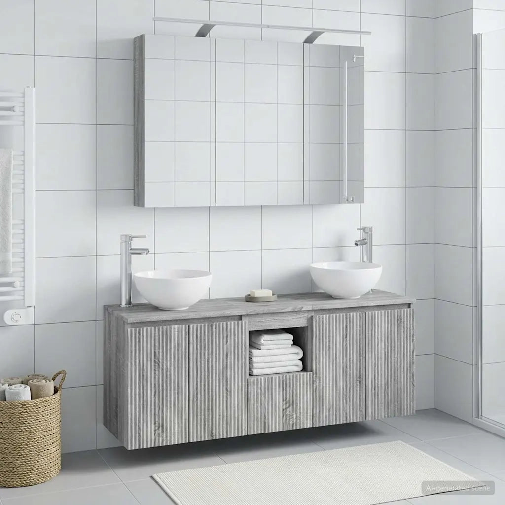 Set di Armadi da Bagno 4 pcs Sonoma grigio 100 x 14,5 x 70 cm 3406340