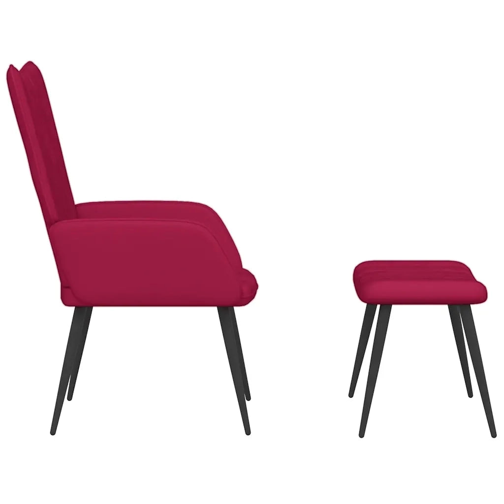 Poltrona Relax con Sgabello Rosso Vino in Velluto 327693