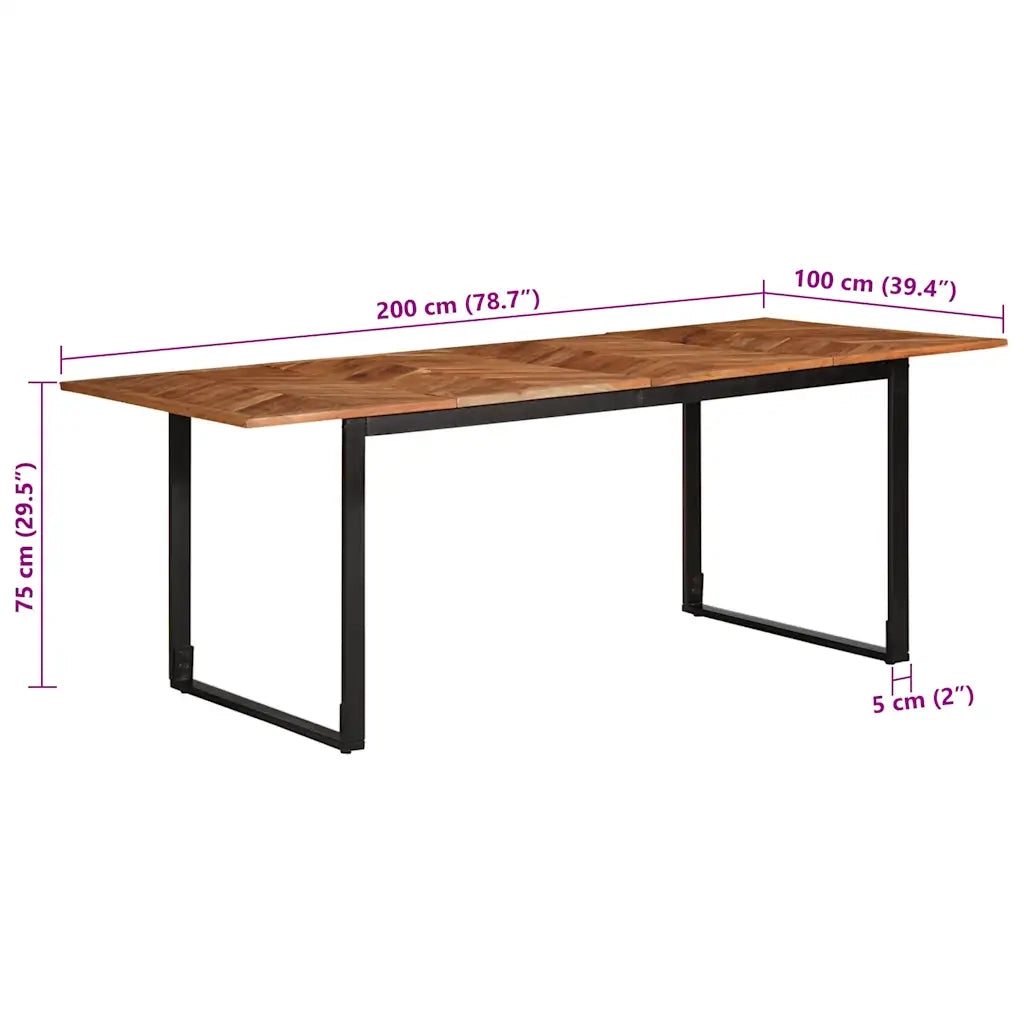 vidaXL Tavolo da Pranzo 200x100x75 cm in Legno Massello di Acacia