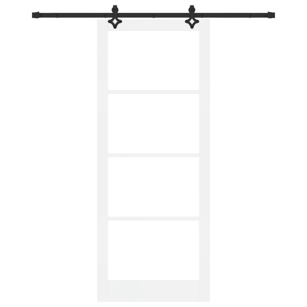 Porta Scorrevole  con Kit di Hardware 'ORKDAL'Bianco Legno Massello & Vetro