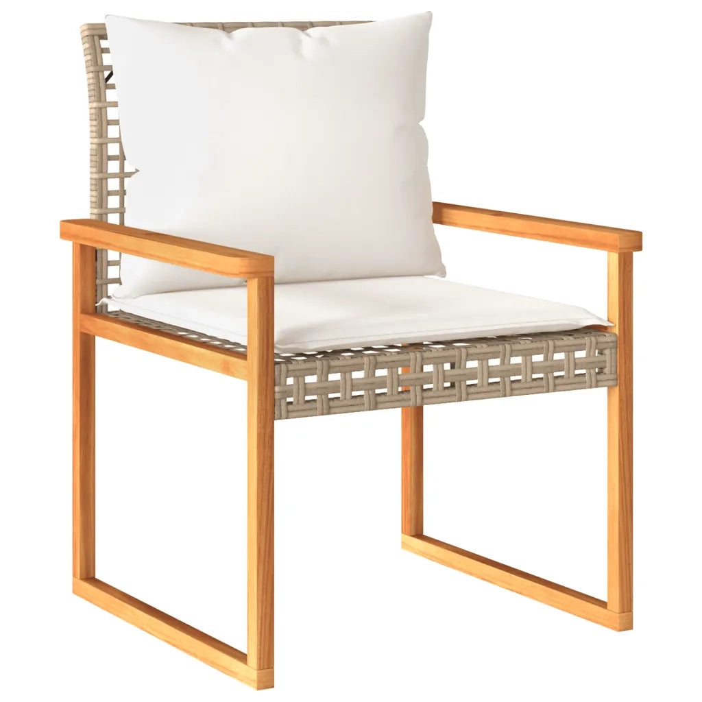 Set da BistrÃ² 3 pz con Cuscini Beige Misto Polyrattan e Acacia