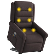 vidaXL Poltrona Alzapersona Massaggi Reclinabile Marrone Scuro Tessuto