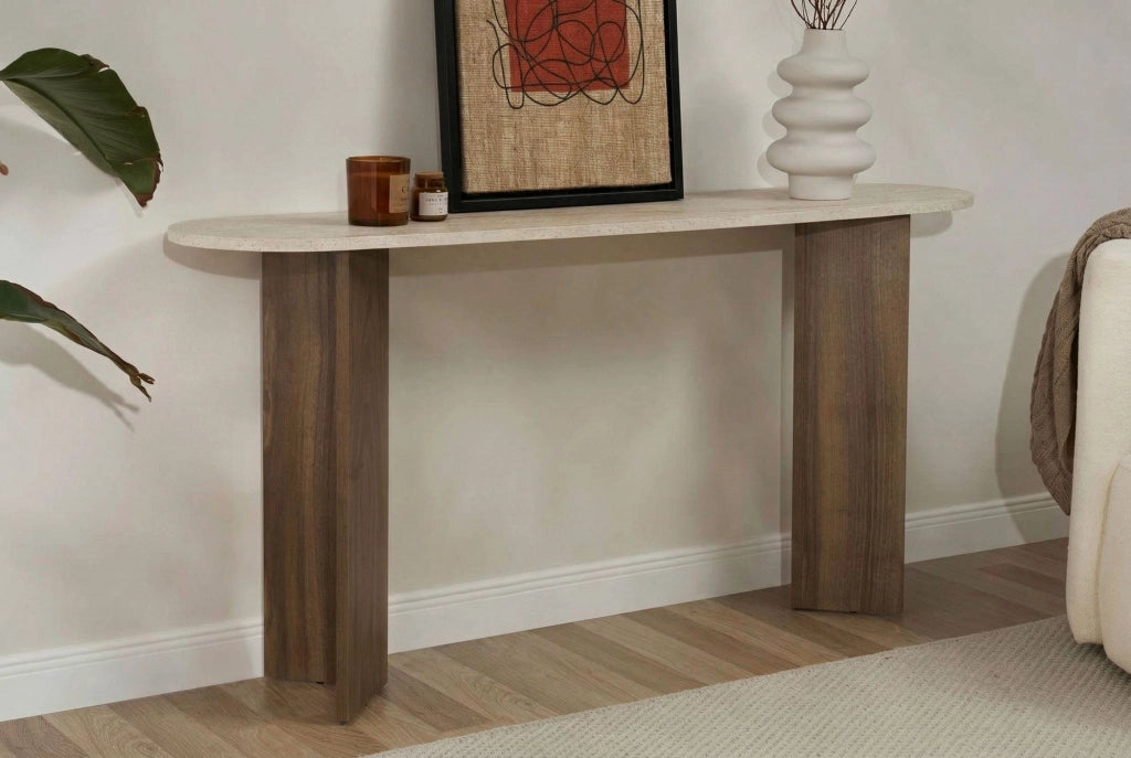 Consolle in legno "Sira" - 150 x 35 x 75 cm - Travertino