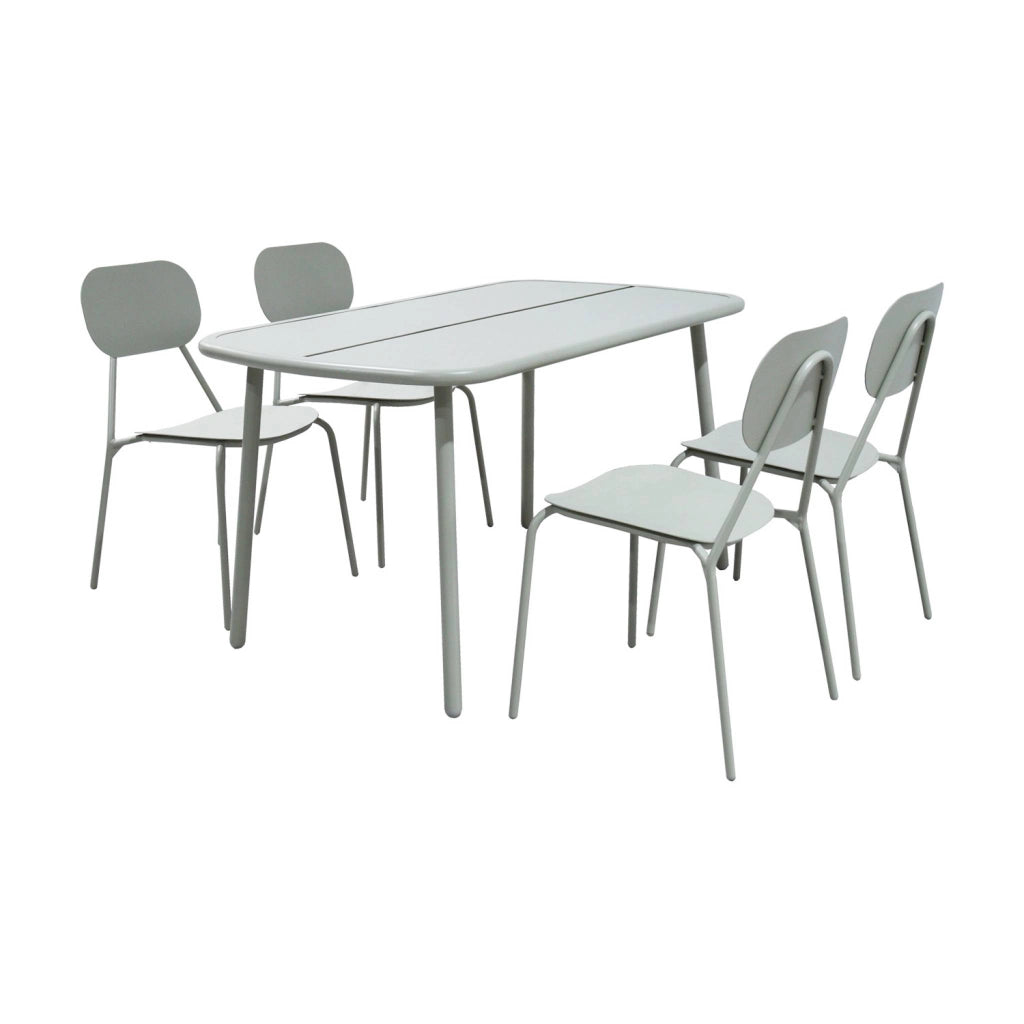 Set tavolo da giardino in alluminio con 4 sedie, grigio