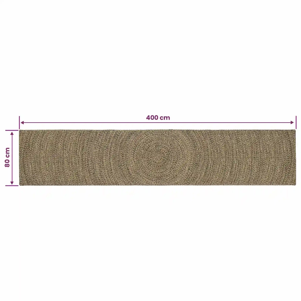 Tappeti per area Naturale e Nero 80 x 400 cm Juta