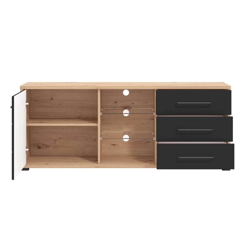 porta tv un anta tre cassetti moderno minimal in legno cm 161 5x40x65 h - ELLI
