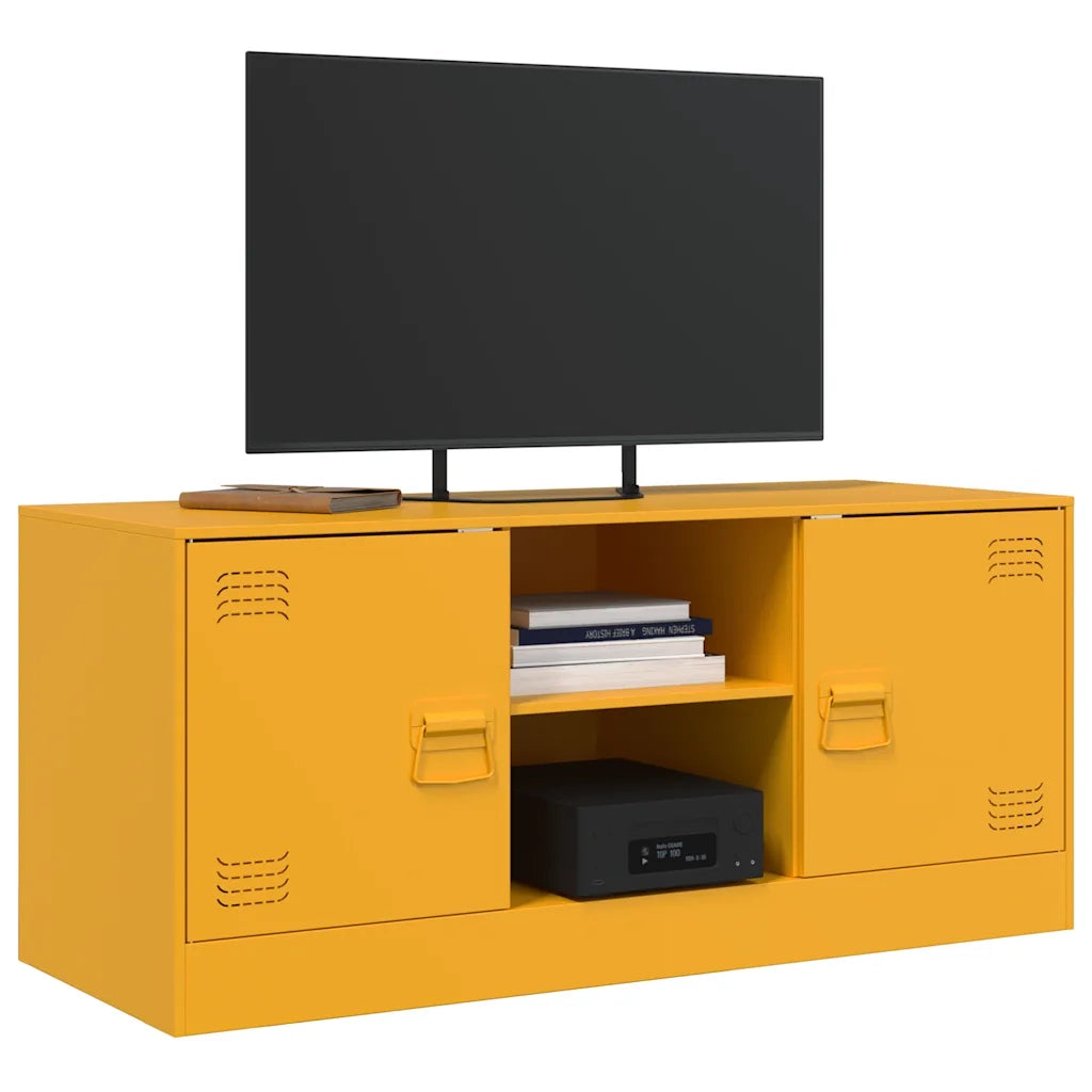 Mobile Porta TV Giallo Senape 99x39x44 cm in Acciaio 841688