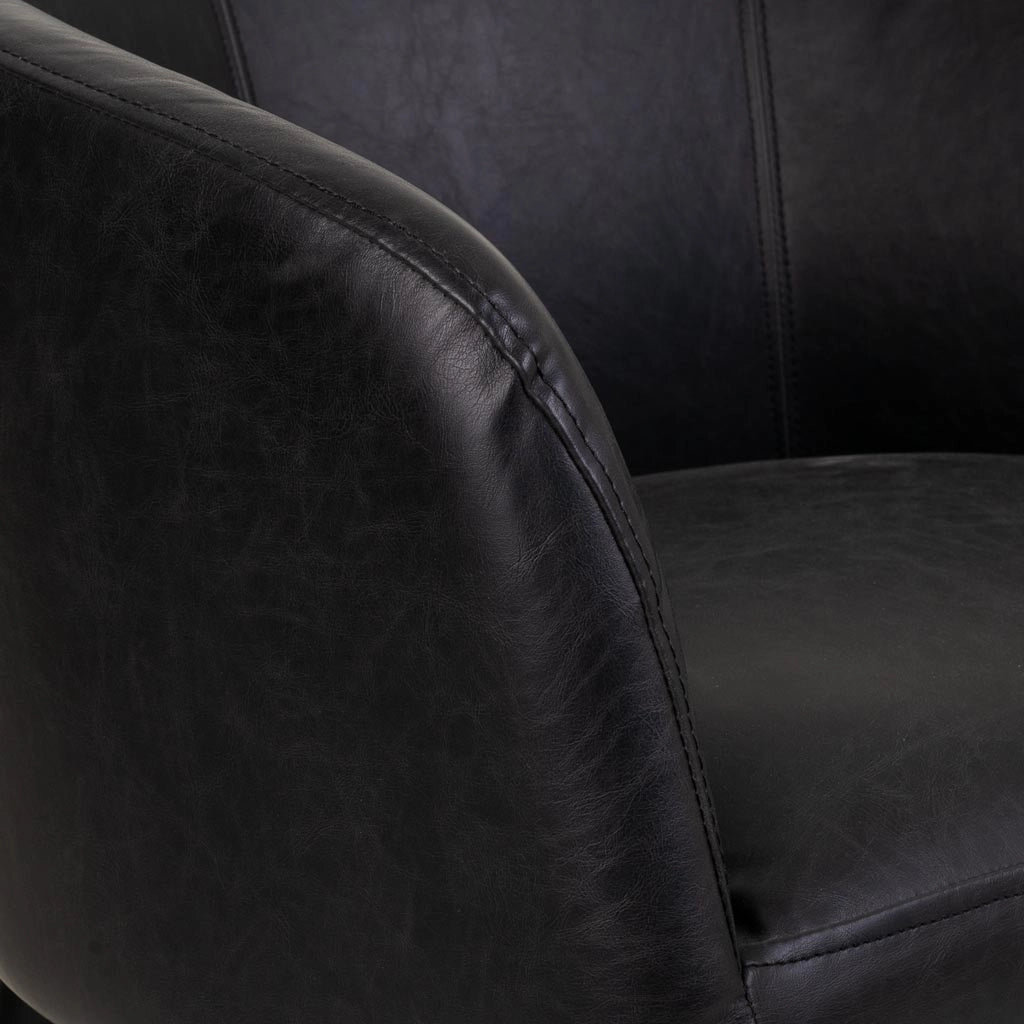 Poltrona in legno imbottita nera 62x60x82h