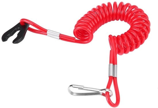Cinturino di Arresto per Motore di Pescaggio - Resistente e Duraturo - Rosso Estendibile - Sicurezza per Barche da Motore - Ideale per l'Attività Nautica