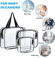 Borsa da viaggio trasparente grande con contenitori per trucco