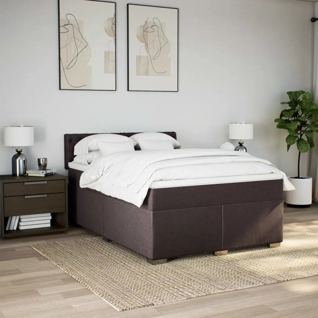 Giroletto a Molle con Materasso Marrone Scuro 140x200cm Tessuto
