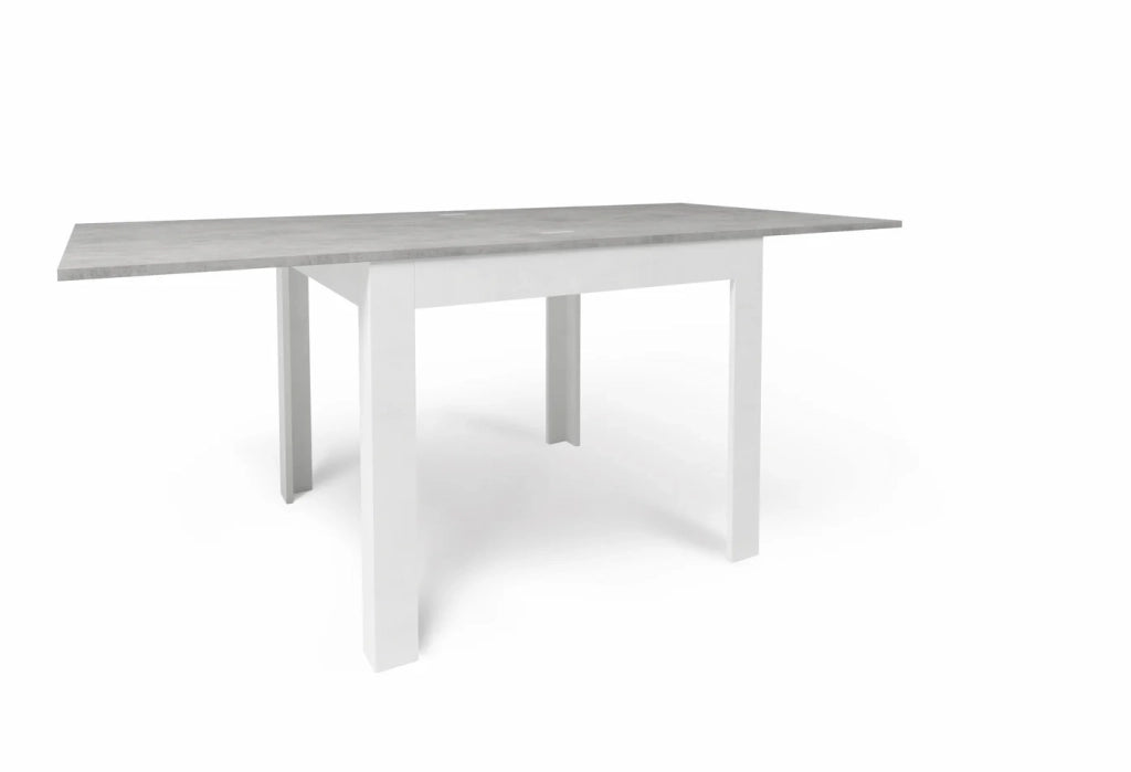 Tavolo Quadrato / Rettangolare Pieghevole Allungabile 90+90cm cemento e bianco ossido