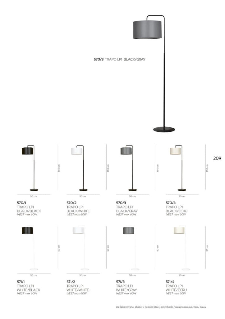 Lampada da terra Emibig Trapo nera E27 1 luce H150 cm