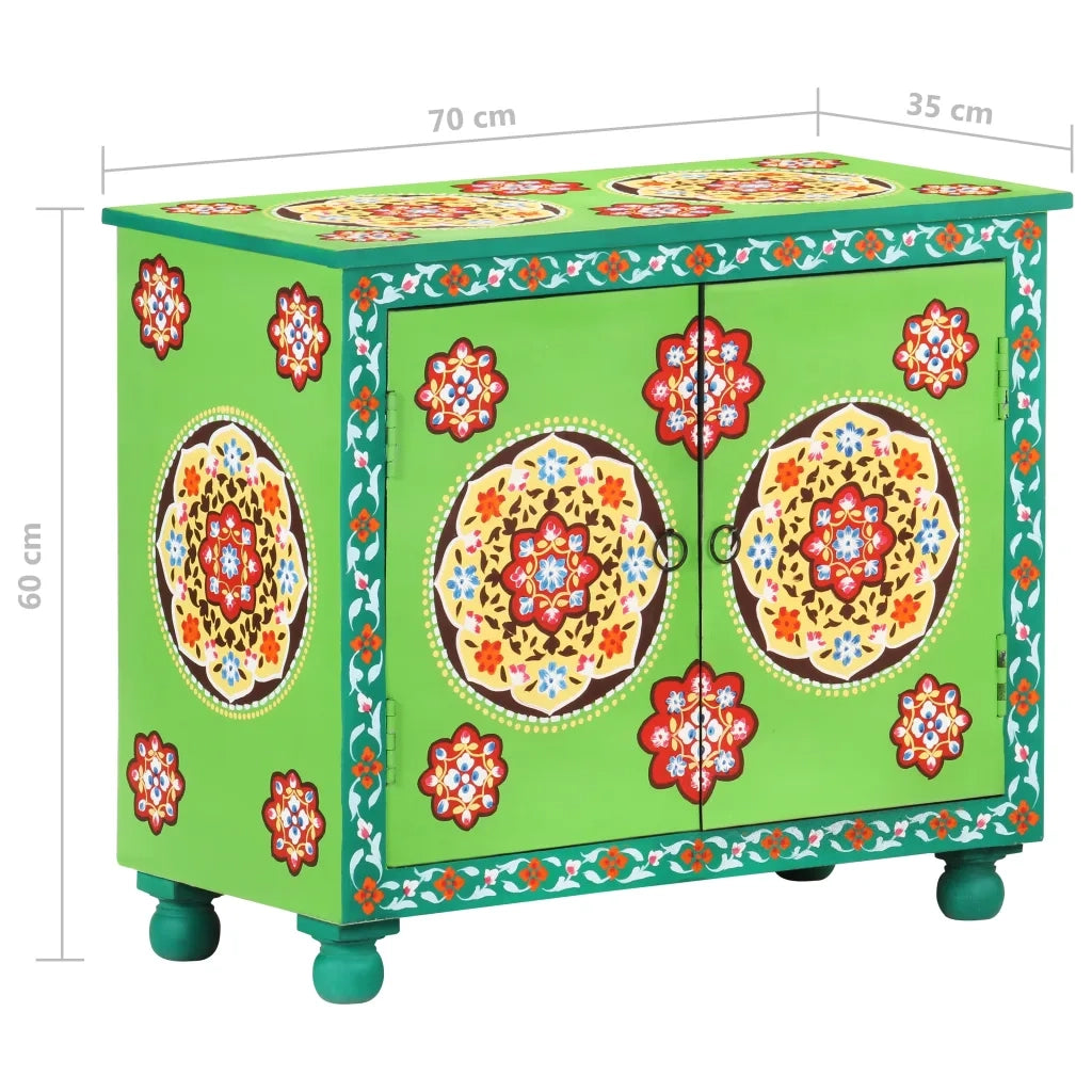 Credenza | Madia | Buffet da pranzo | Armadio da pranzo Dipinta a Mano Multicolore 70x35x60 cm Legno di Mango