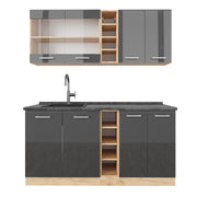 Vicco Cucina completa Antracite lucido/oro power oak 160 cm , PL Antracite