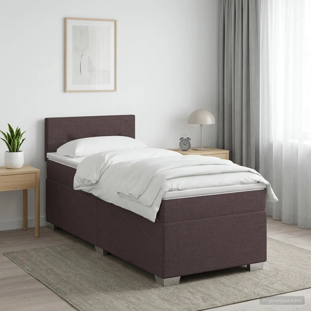 Letto box spring con materasso Marrone Scuro 90 x 190 cm 3450372