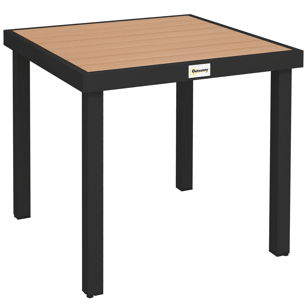 GARTENTISCH 78x78x74 cm in alluminio effetto legno, nero