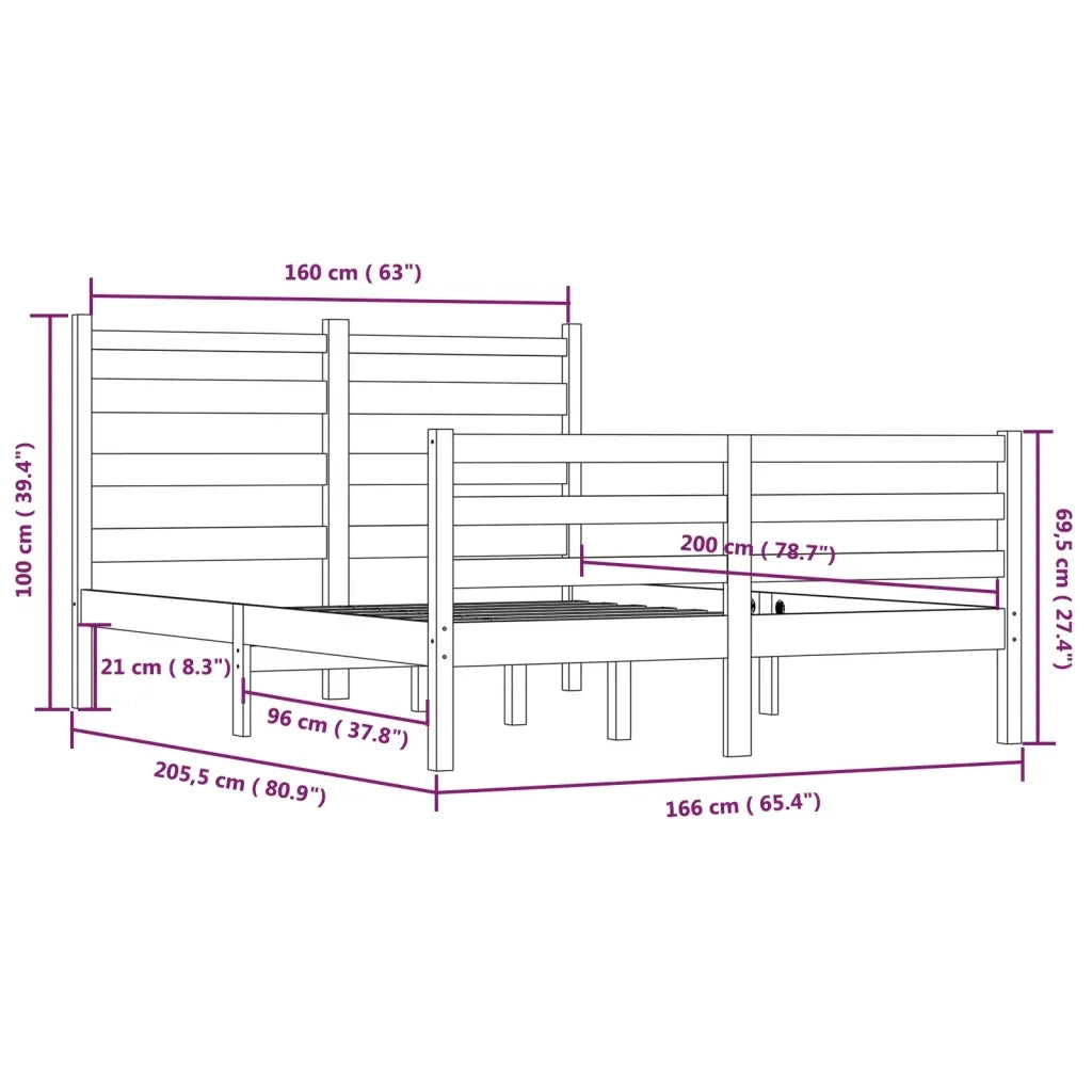 Giroletto-Struttura Letto in Legno Massello di Pino 160x200 cm 355341