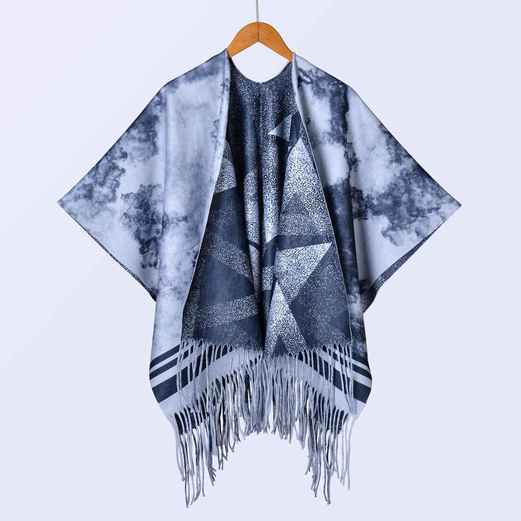 Nuovo scialle double face spesso, stile retr¨°, ampia cappa da donna.