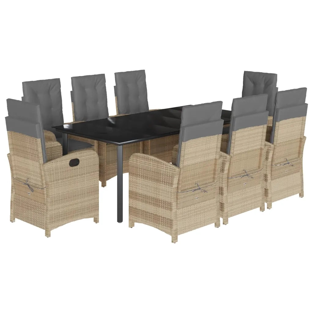 Set Pranzo da Giardino 9 pz con Cuscini Beige Misto Polyrattan 3212408