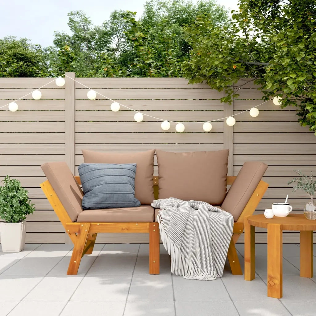 Panchina da Giardino | Panca da Giardino con Cuscini 2-in-1 in Legno di Acacia