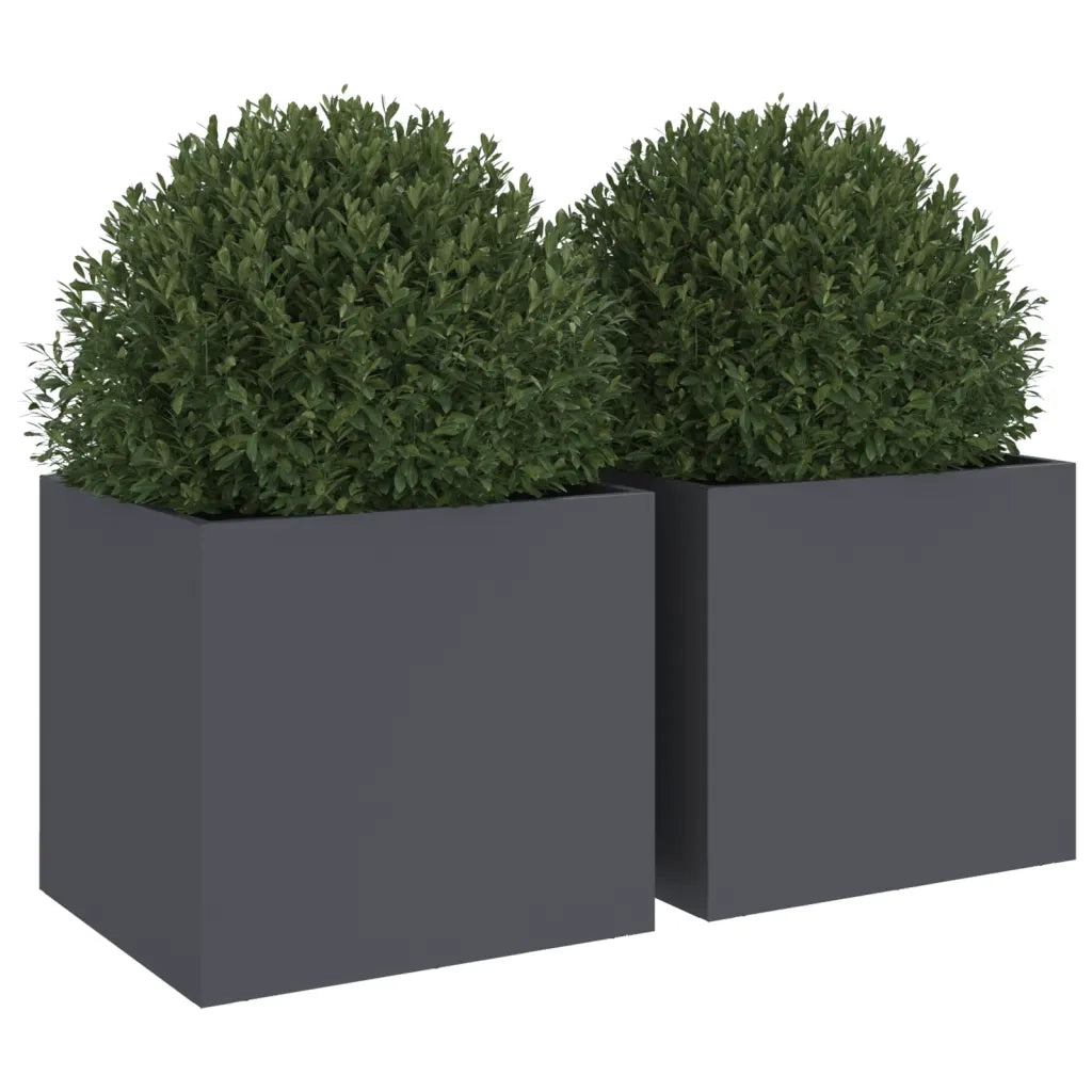 Fioriere 2 pz Antracite 32x30x29 cm in Acciaio 841540