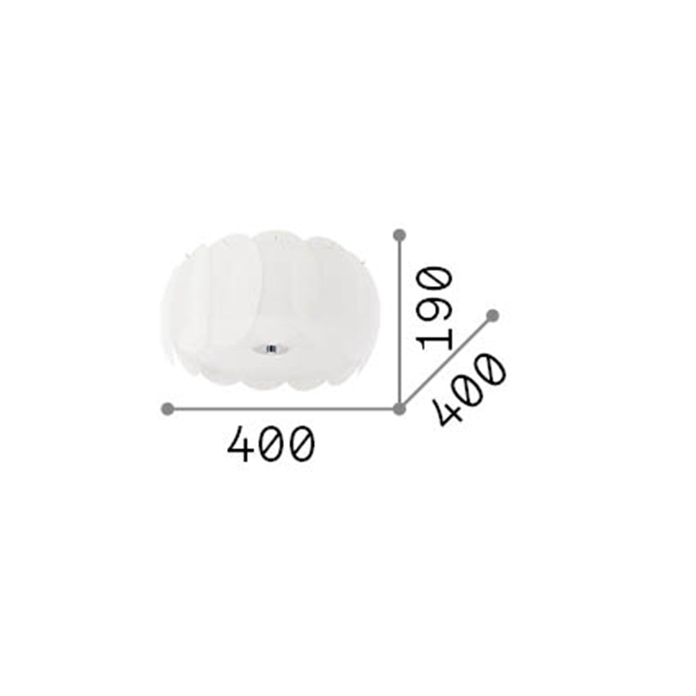 Plafoniera Moderna Ovalino Vetro Bianco 5 Luci E27