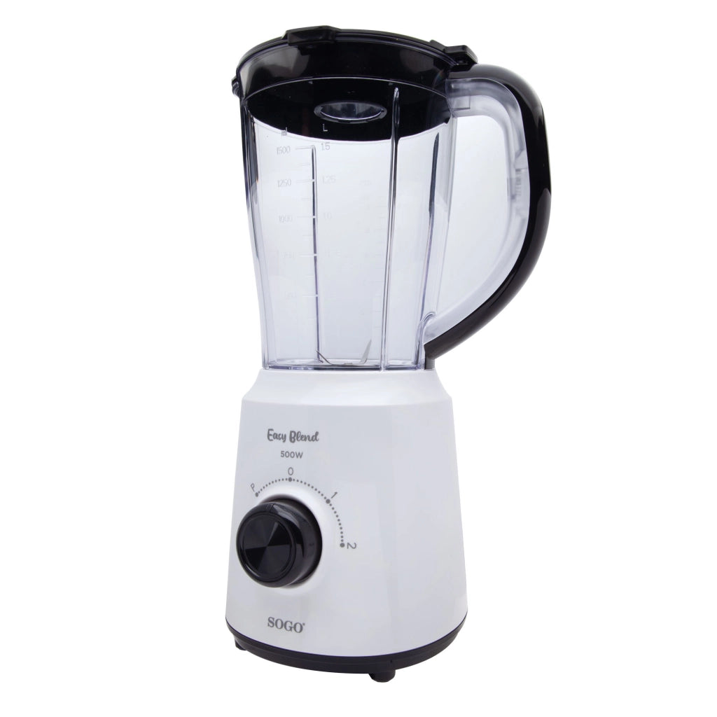 Frullatore elettrico da tavolo 500W, caraffa vetro 1,5L senza BPA, lame acciaio inox removibili con funzione pulse - SOGO