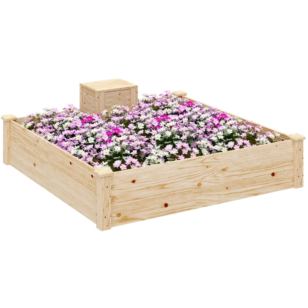 Fioriera da Esterno in Legno con Compostiera ¨C zephmum ¨C Legno 123x123x25.5 cm
