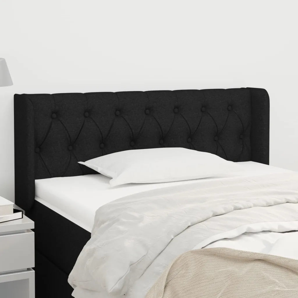 Testiera ad Orecchio-Testata con Orecchie Nera 103x16x78/88 cm in Tessuto 316228