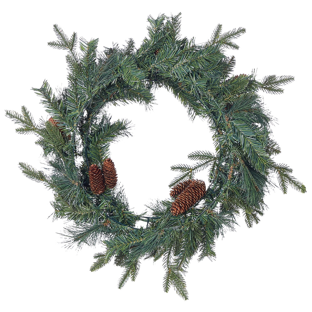 Ghirlanda natalizia con pigne sintetiche e bacche 60 cm verde decorazione natalizia accessorio porta