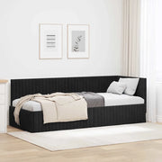 Cornice del letto ad angolo Nero 80 cm x 200 cm Velluto