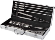 Set di utensili per barbecue e griglia - forchetta - lama - spatola - contenitore di sale - macinatore di pepe - acciaio inossidabile