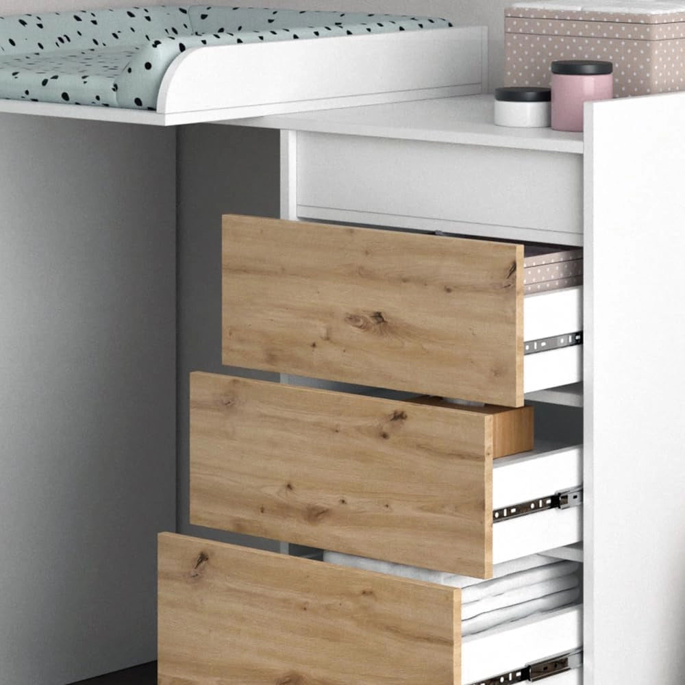 Mobile lavatrice Alf, Bianco, 116 x 98 cm con 4 cassetti, per riporre risparmiando spazio sopra la lavatrice
