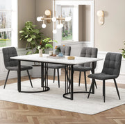 Set da pranzo 5 pezzi con tavolo 140x80 cm e 4 sedie in velluto; bianco