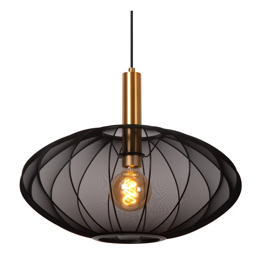 Lampada a sospensione Lucide Corina nera oro Ø50 E27