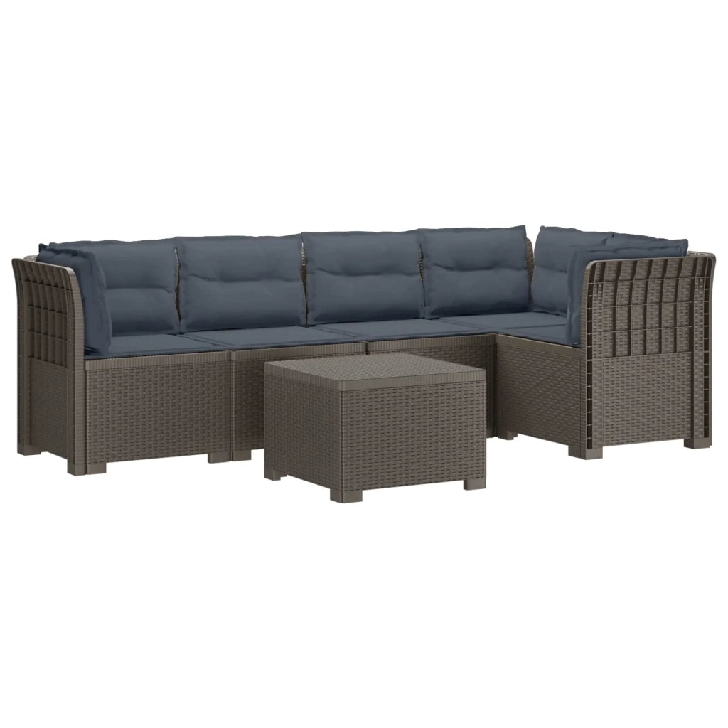 Divano da Giardino 5 Posti con Cuscini Stile Rattan PP 3444101