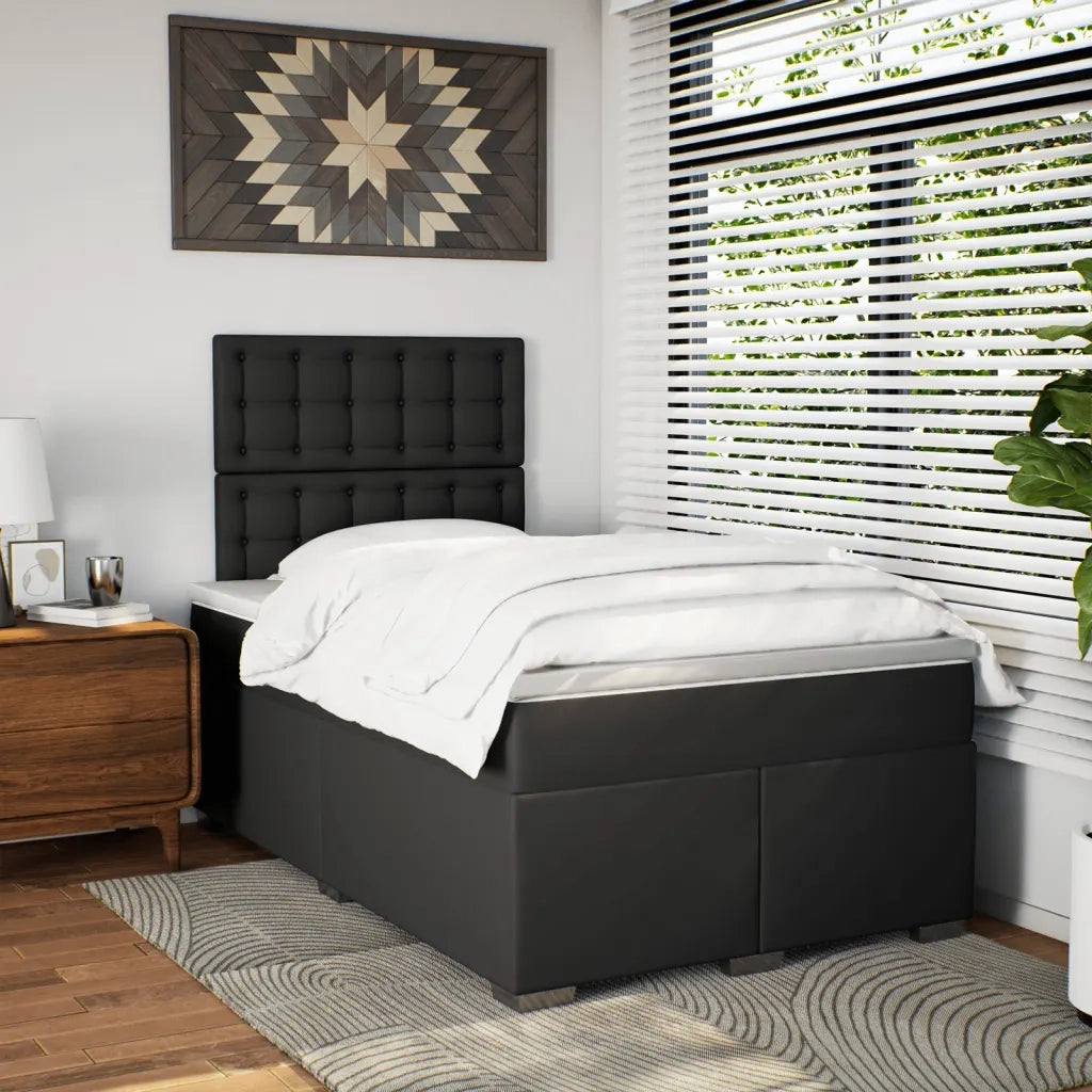 Giroletto a Molle con Materasso Nero 120x190 cm in Similpelle