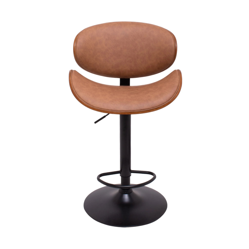 Glasgow - Set 2 Sgabelli Bar imbottiti 52,5x94/115x40 cm in legno Massello e Similpelle Marrone