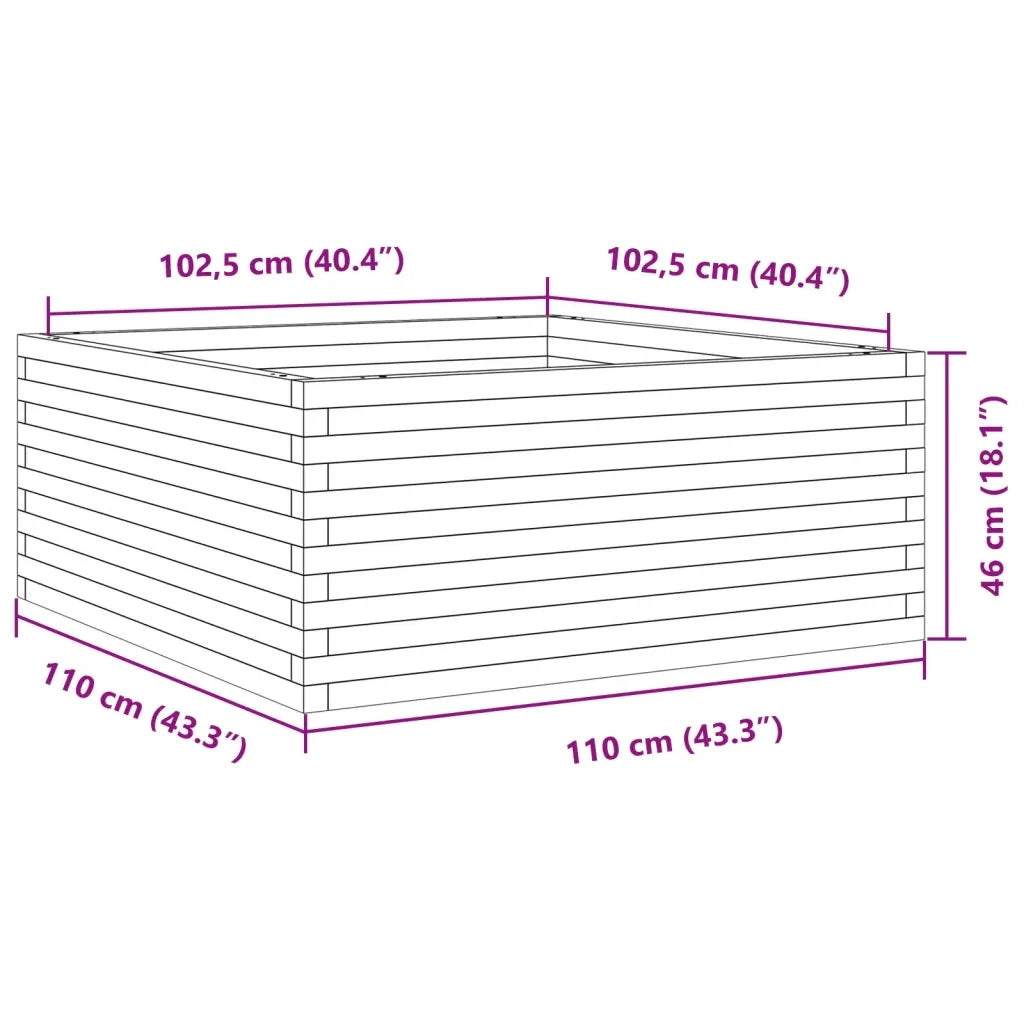 vidaXL Fioriera Giardino Marrone Cera 110x110x46cm Legno Massello Pino