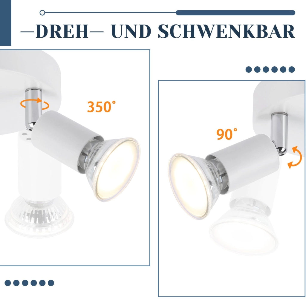 ZMH Faretto da soffitto bianchi 2 luci GU10 moderni rotondi orientabili 350° per camera letto soggiorno senza lampadina