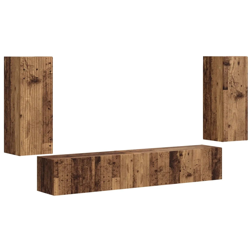 Set mobile TV 4 pz-Credenza per TV Legno vecchio Legno multistrato 854980