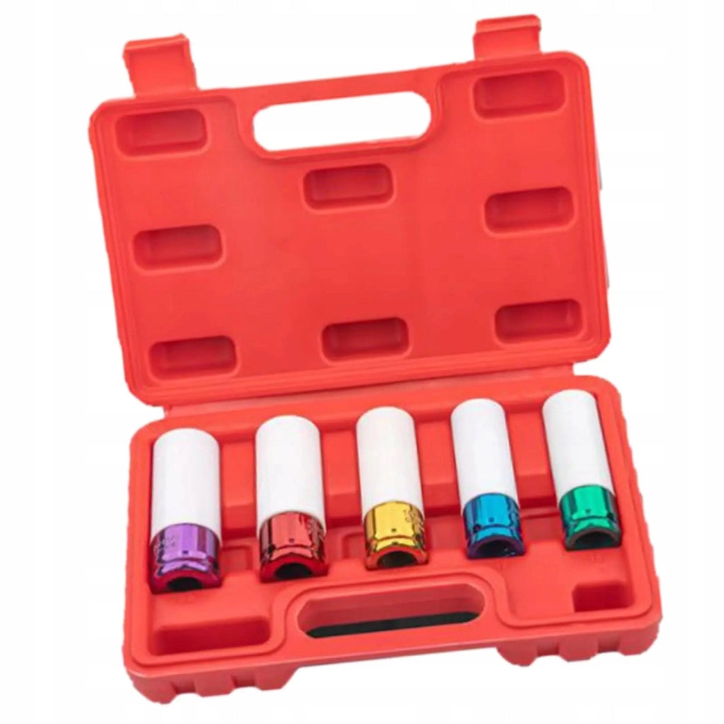 Set di Bussole a Impatto 1/2" – Acciaio CrV, Protezione Cerchi | Misure: 15-22 mm, Lunghezza 79 mm | Valigetta Inclusa