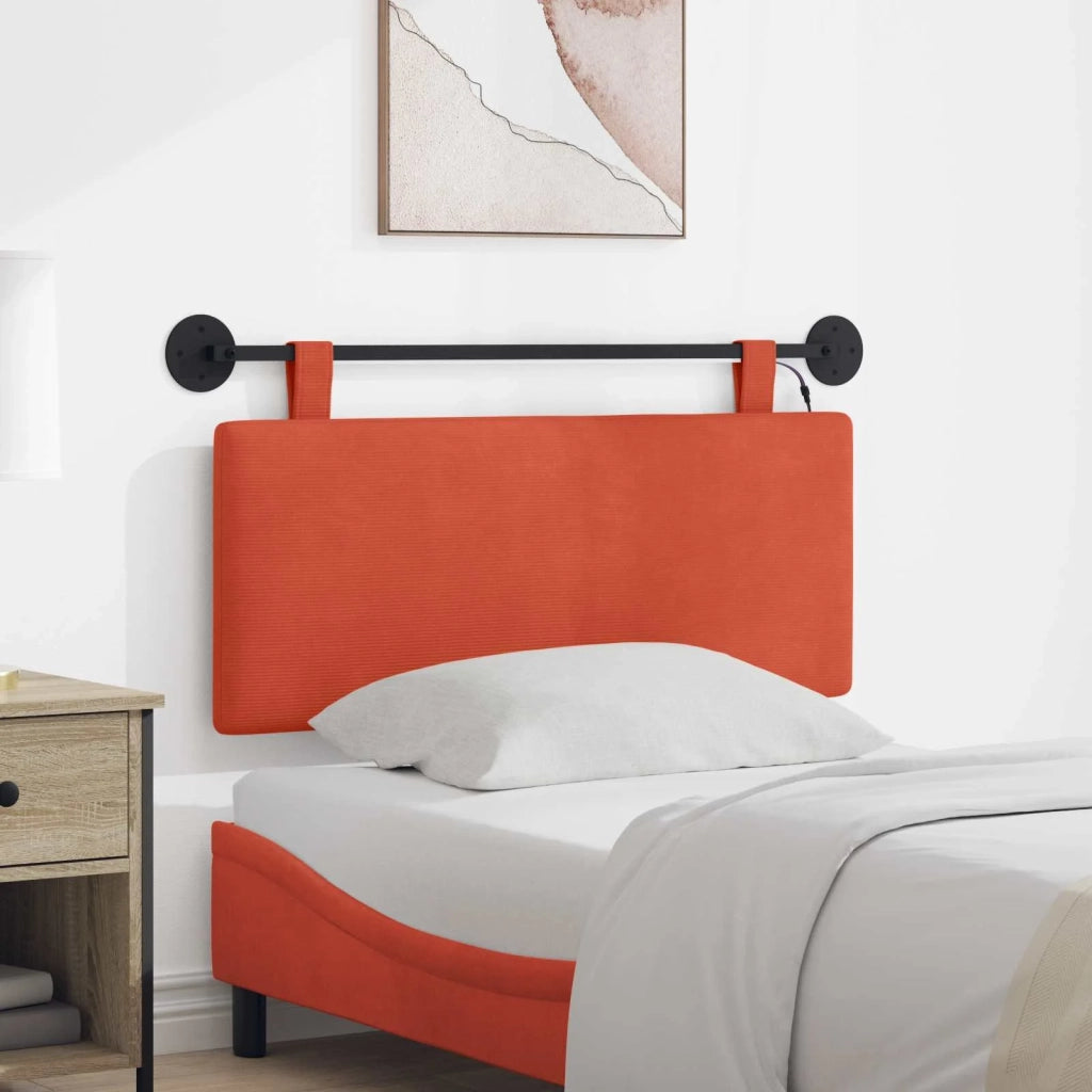 Testiera sospesa Con luce LED Rosso Arancio Tessuto in Cords