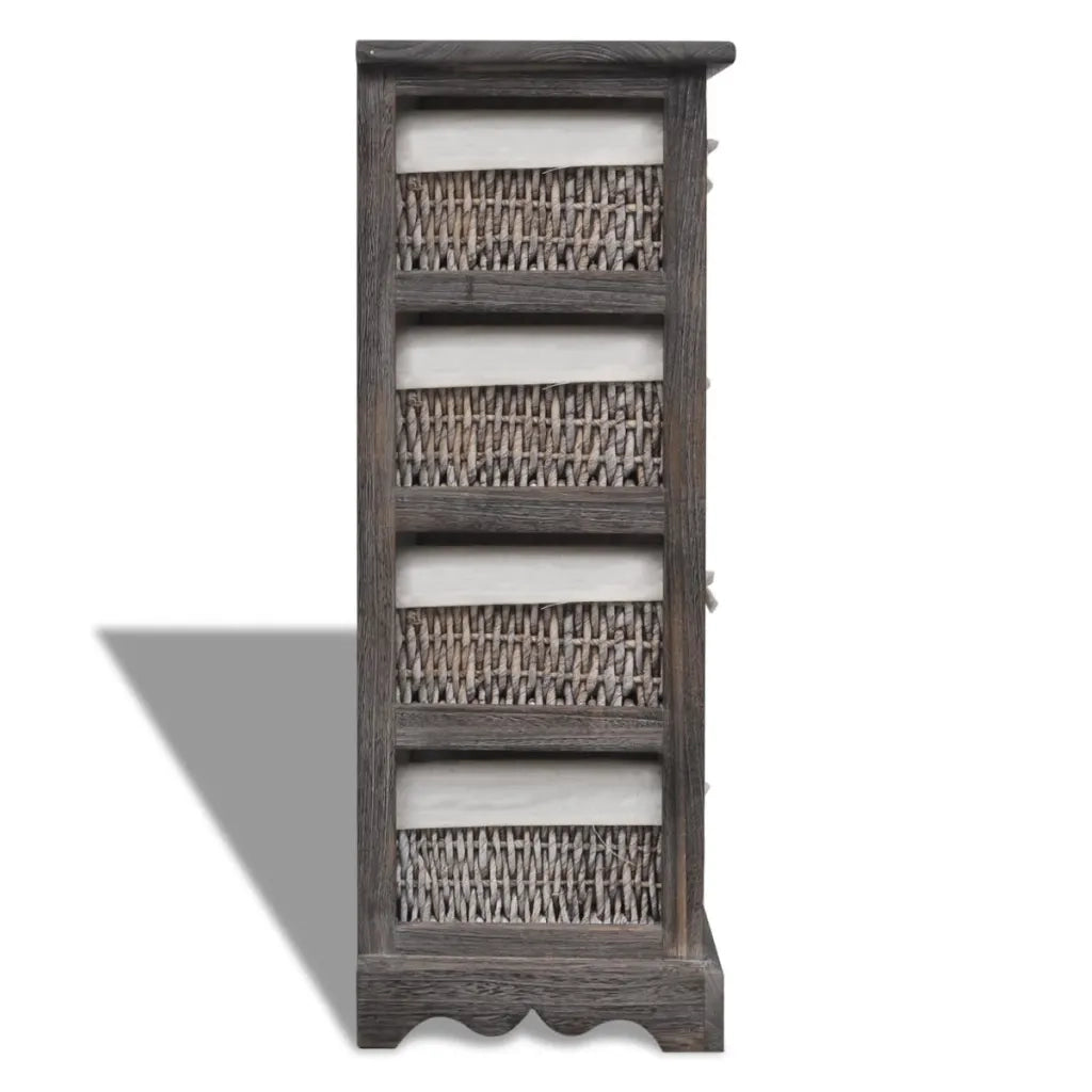 Struttura in Legno con 4 Cestini Intrecciati Marrone 240800