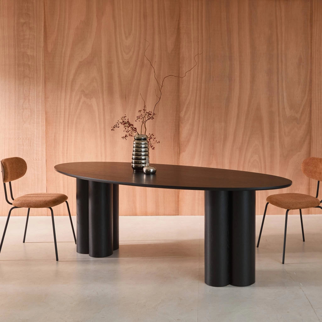 Tavolo da pranzo ovale in legno di hevea e impiallacciato rovere 8